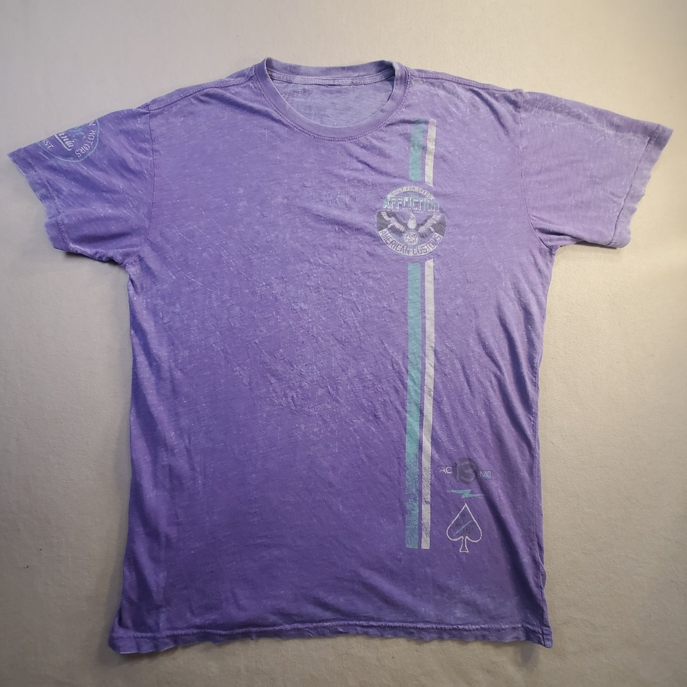 Affliction American Customs Purple Burnout Graphic T-Shirt Y2K Biker Eagle XL